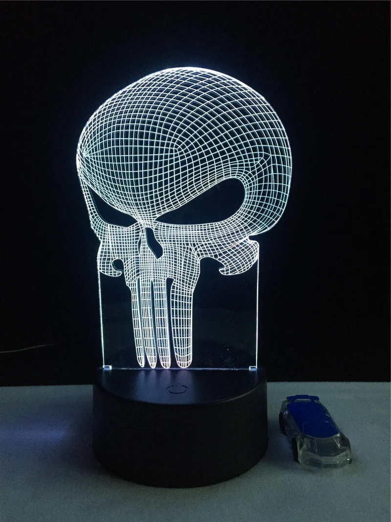 Totenkopf 3D LED Lampe mit Farbwechsel - Nachtlicht - Tischlampe
