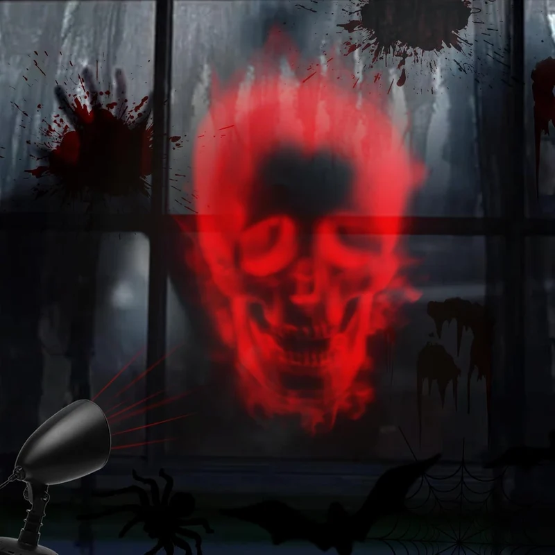 Halloween LED Projektor 3D Rotes Skelett Wasserdicht Timer Lampe Outdoor