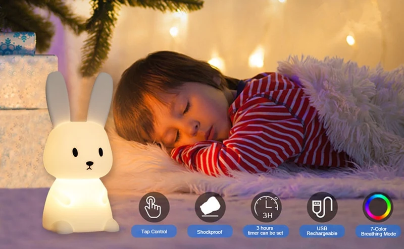 Zuckersüßes Hasen Nachtlicht für Kinder