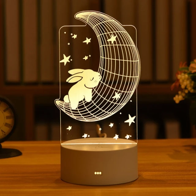 Niedliches Nachtlicht mit schlafenden Hasen Motiv