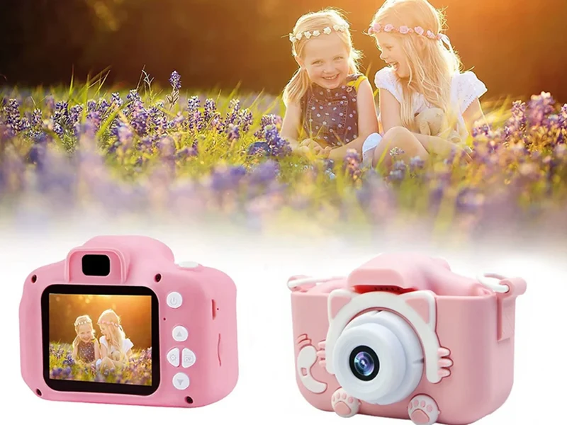 Kinderkamera mit Spielen – Digitalkamera Full HD, 2 Zoll Display, Foto- & Videokamera für Kinder mit Silikonhülle