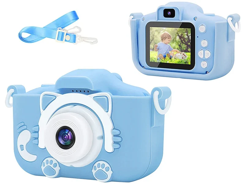 Kinderkamera mit Spielen – Digitalkamera Full HD, 2 Zoll Display, Foto- & Videokamera für Kinder mit Silikonhülle