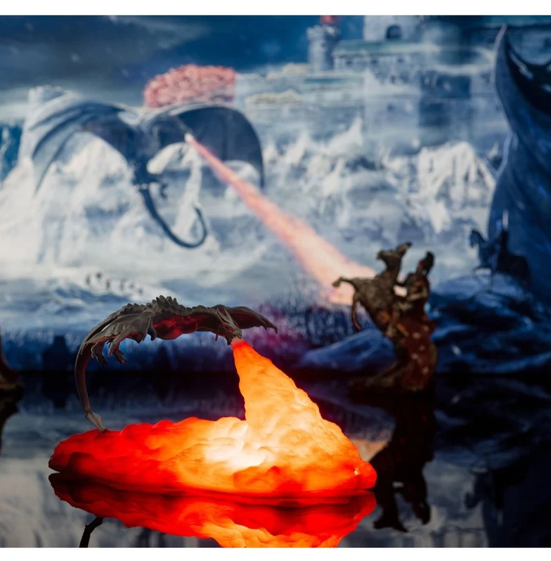 Drachen Nachtlicht, Tischlampe, Lampe, Feuer oder Eis Drache