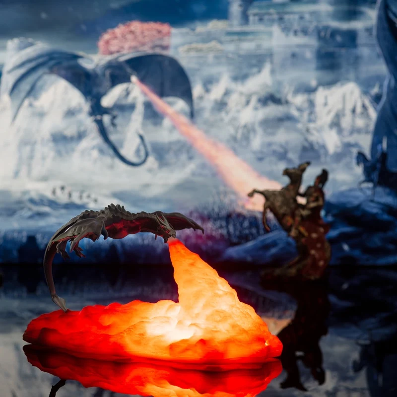 Drachen Nachtlicht, Tischlampe, Lampe, Feuer oder Eis Drache
