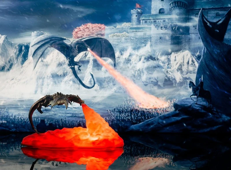 Drachen Nachtlicht, Tischlampe, Lampe, Feuer oder Eis Drache