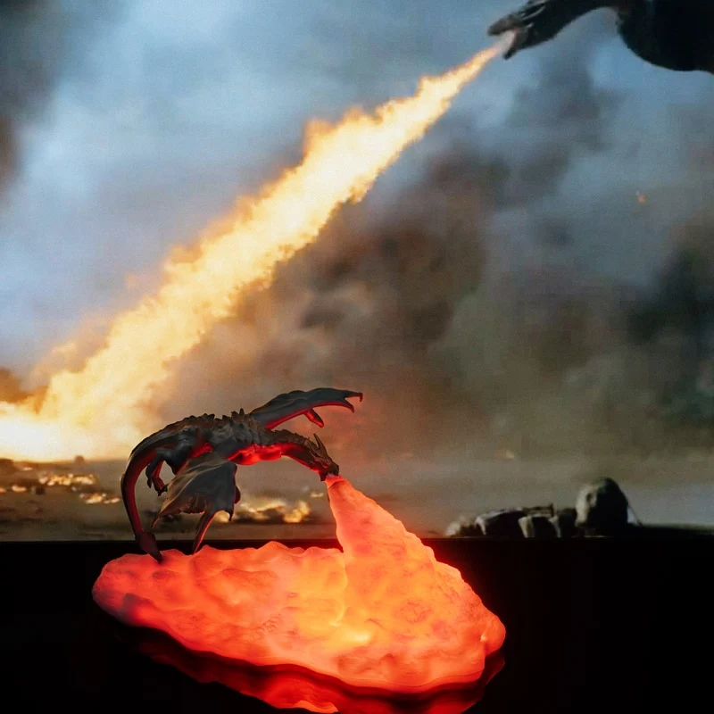 Drachen Nachtlicht, Tischlampe, Lampe, Feuer oder Eis Drache