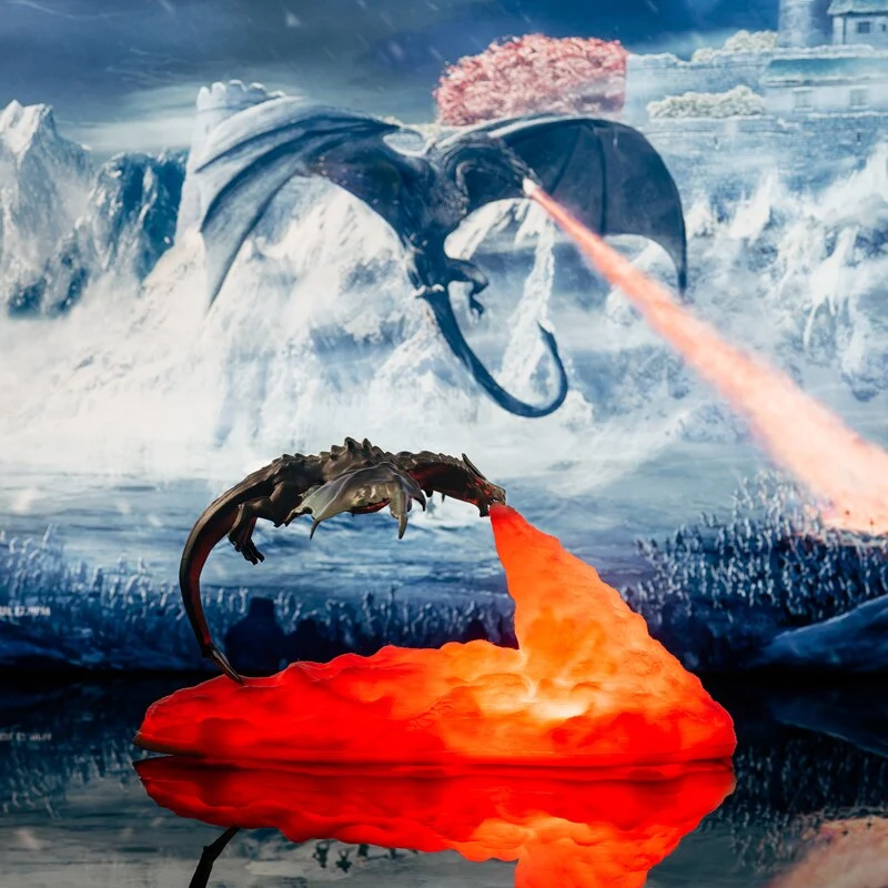Drachen Nachtlicht, Tischlampe, Lampe, Feuer oder Eis Drache