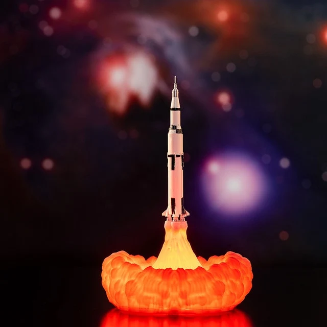 Saturn V Lampe, Nachtlicht, Tischlicht, Nachtlampe, Raketen Lampe, Deko