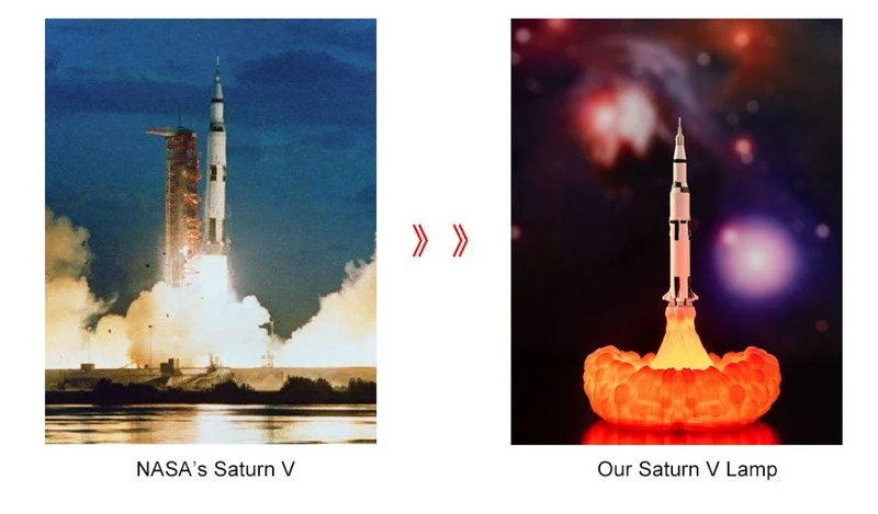Saturn V Lampe, Nachtlicht, Tischlicht, Nachtlampe, Raketen Lampe, Deko