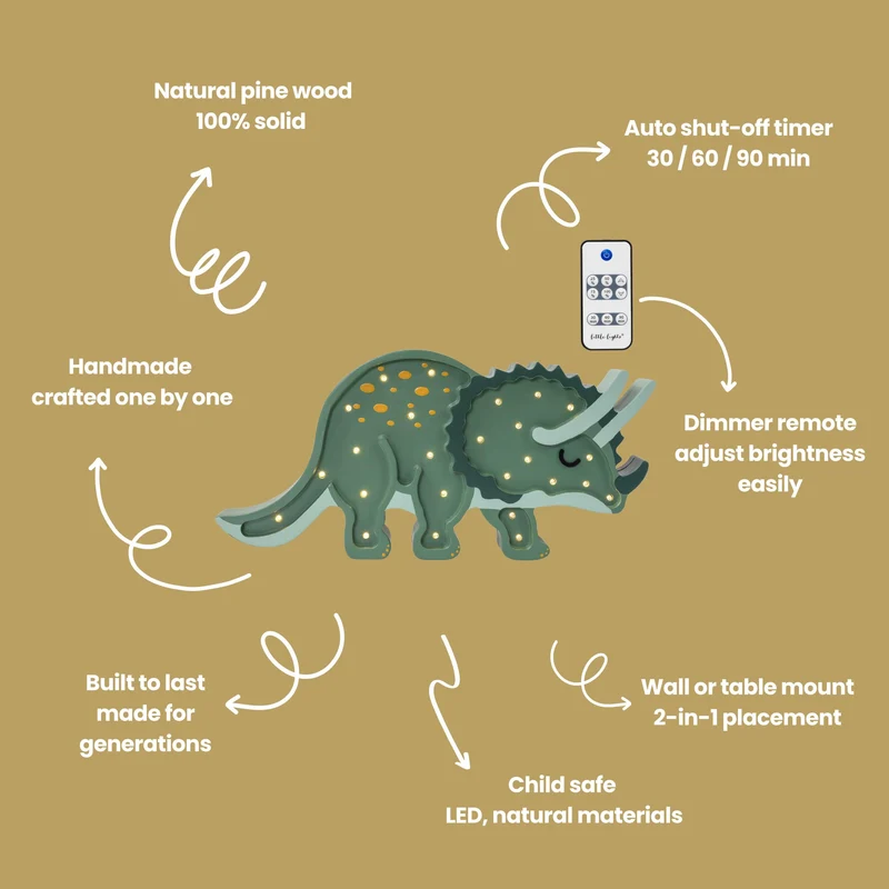 Little Lights Dino Triceratops Night Light | Military Green