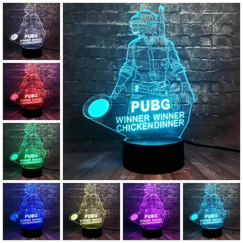 PUBG Winner Winner Chicken Dinner Lampe mit 3D Effekt und wechselnden Farben