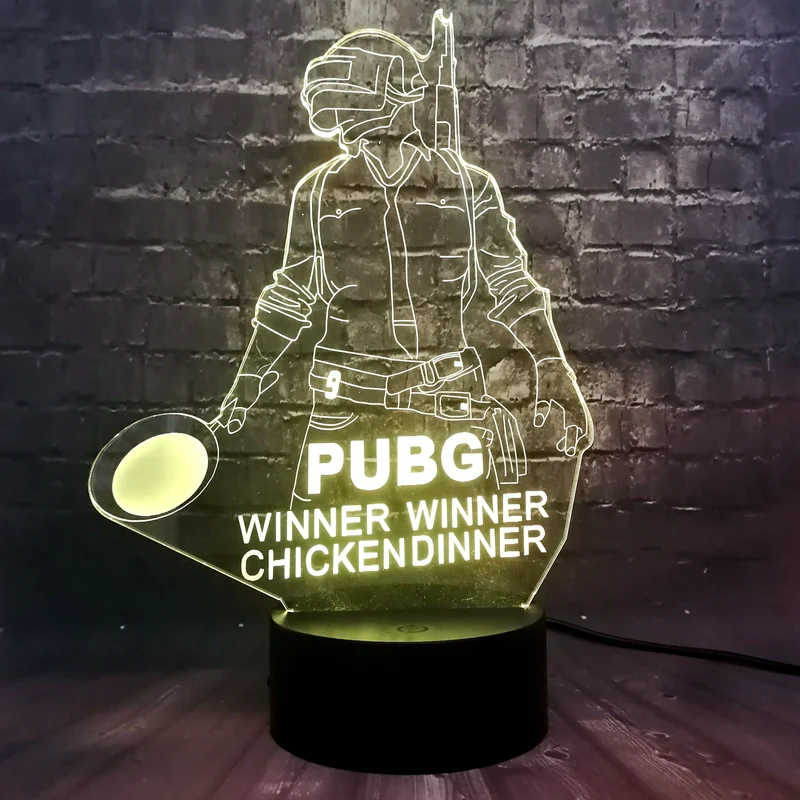 PUBG Winner Winner Chicken Dinner Lampe mit 3D Effekt und wechselnden Farben