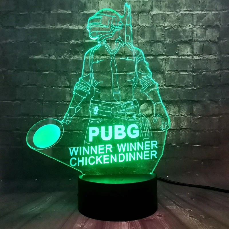 PUBG Winner Winner Chicken Dinner Lampe mit 3D Effekt und wechselnden Farben
