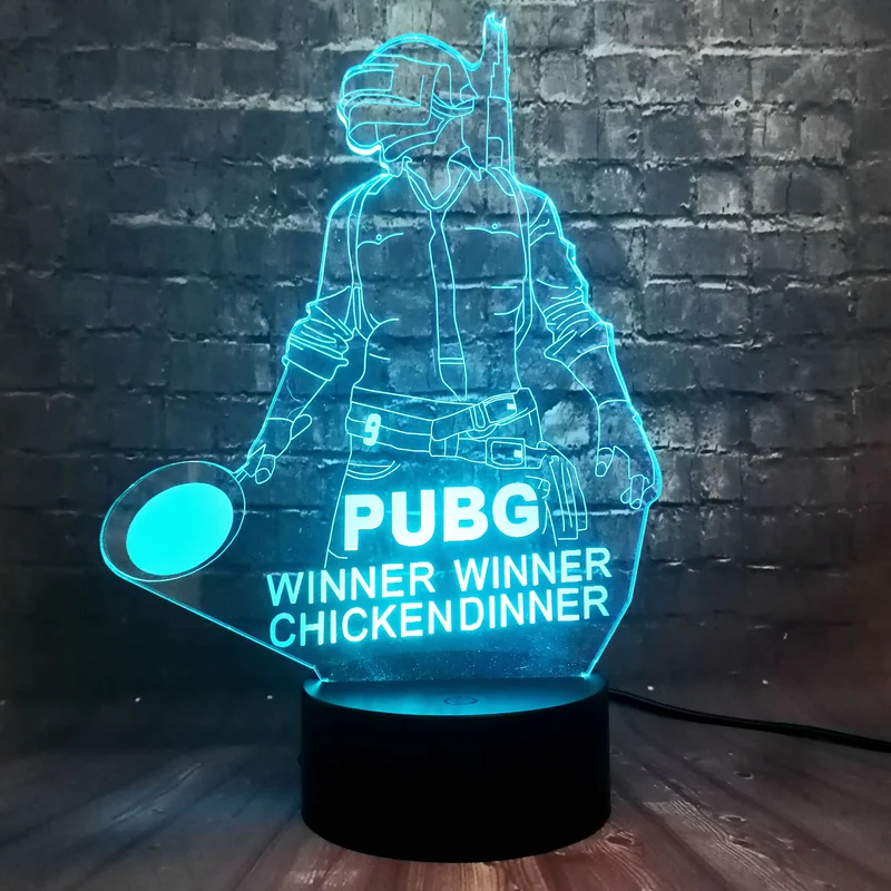 PUBG Winner Winner Chicken Dinner Lampe mit 3D Effekt und wechselnden Farben
