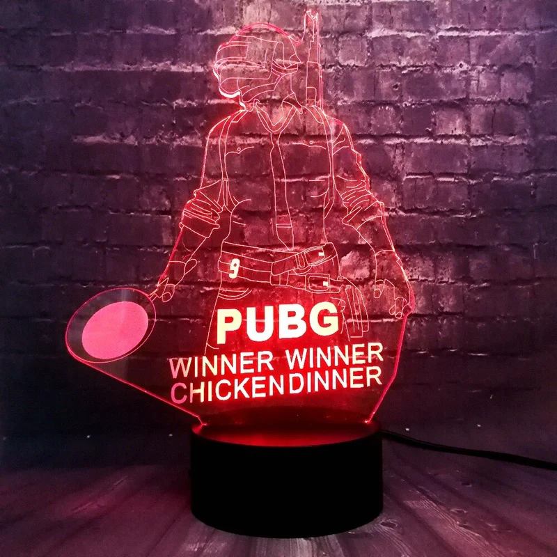 PUBG Winner Winner Chicken Dinner Lampe mit 3D Effekt und wechselnden Farben