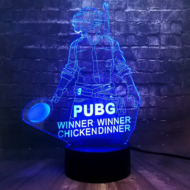 PUBG Winner Winner Chicken Dinner Lampe mit 3D Effekt und wechselnden Farben