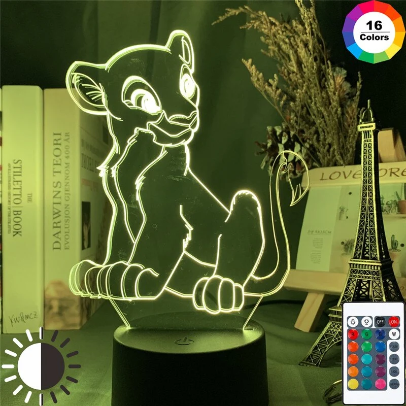 König der Löwen Simba Lion King Lampe mit 3D Effekt und Farbwechsel