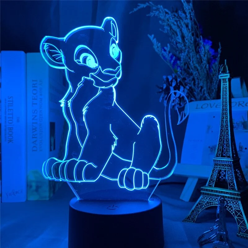 König der Löwen Simba Lion King Lampe mit 3D Effekt und Farbwechsel