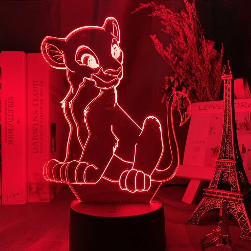 König der Löwen Simba Lion King Lampe mit 3D Effekt und Farbwechsel