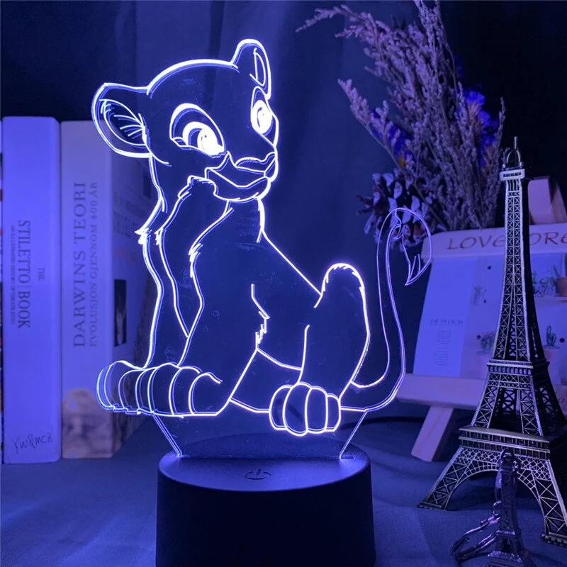 König der Löwen Simba Lion King Lampe mit 3D Effekt und Farbwechsel