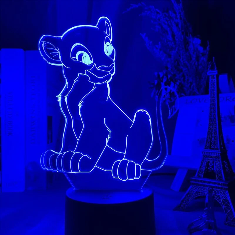 König der Löwen Simba Lion King Lampe mit 3D Effekt und Farbwechsel