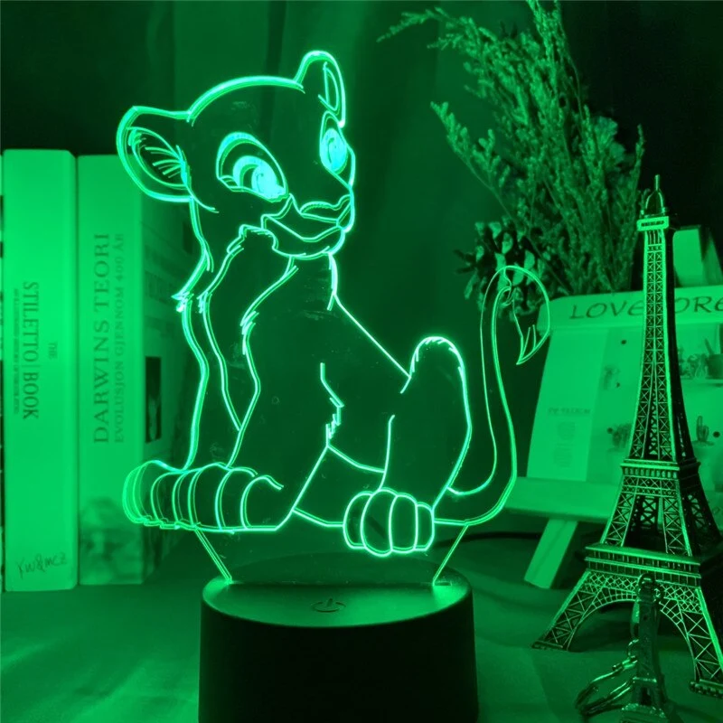 König der Löwen Simba Lion King Lampe mit 3D Effekt und Farbwechsel