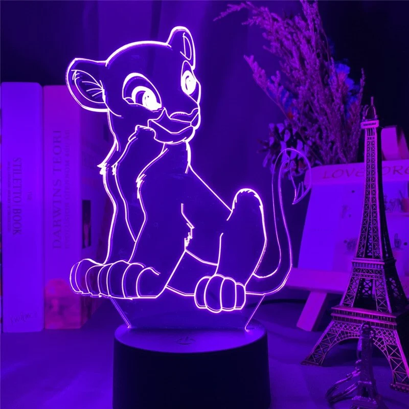 König der Löwen Simba Lion King Lampe mit 3D Effekt und Farbwechsel