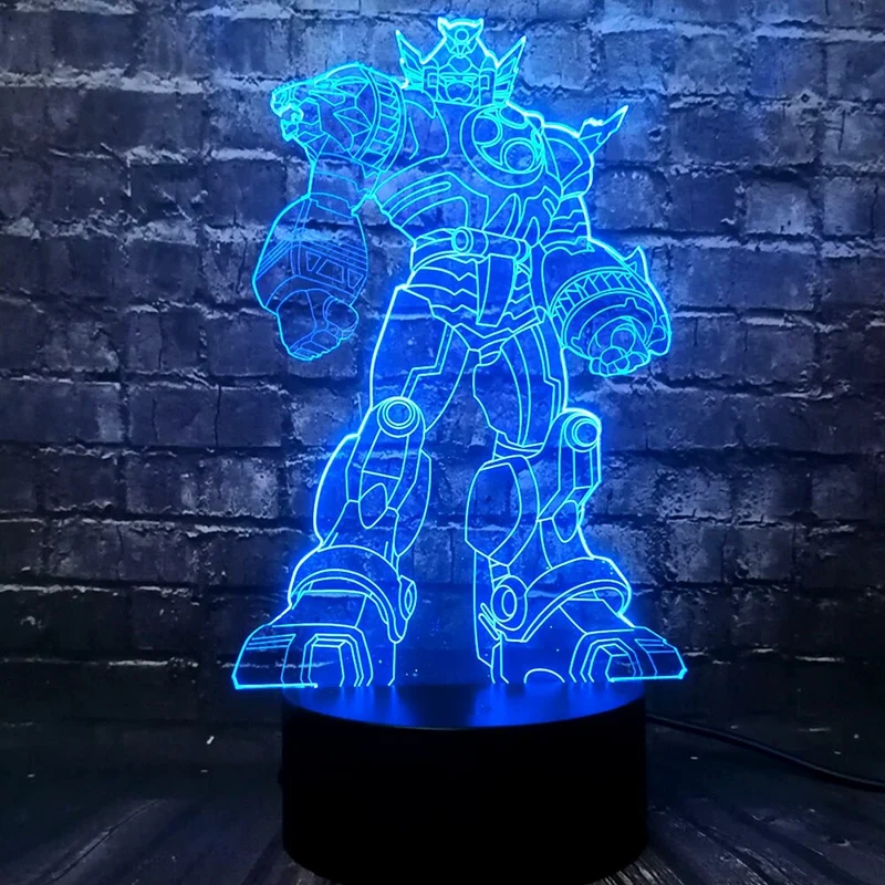 Lampe im Transformers Roboter Design mit 3D und Farbwechsel Effekt