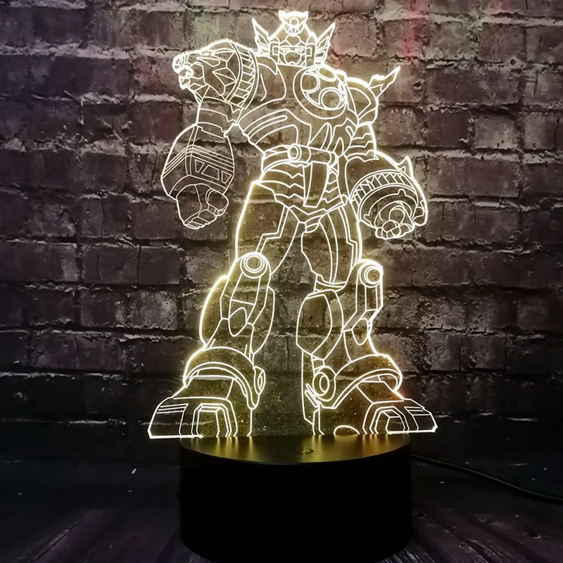 Lampe im Transformers Roboter Design mit 3D und Farbwechsel Effekt