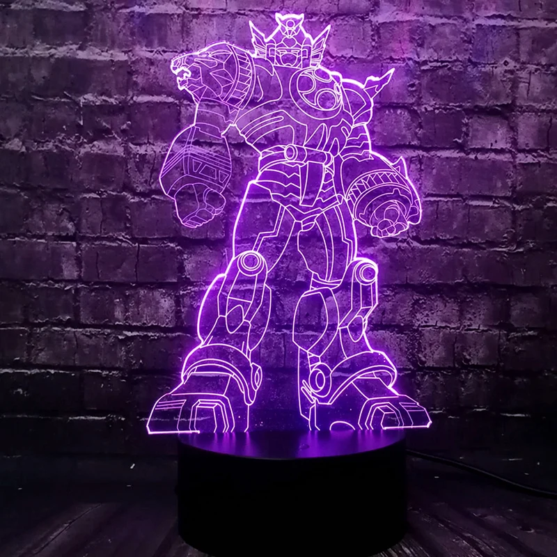 Lampe im Transformers Roboter Design mit 3D und Farbwechsel Effekt