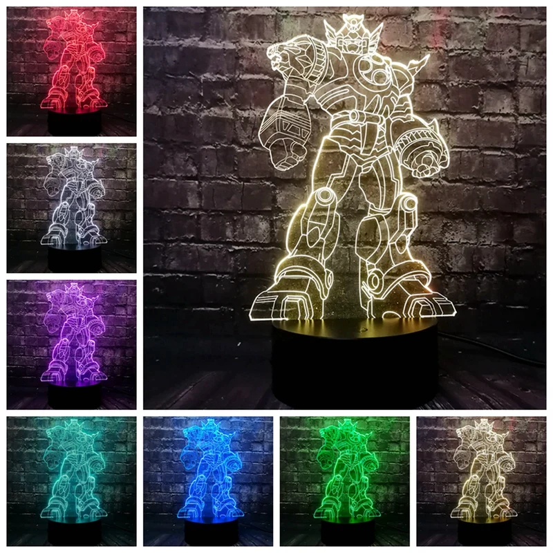 Lampe im Transformers Roboter Design mit 3D und Farbwechsel Effekt