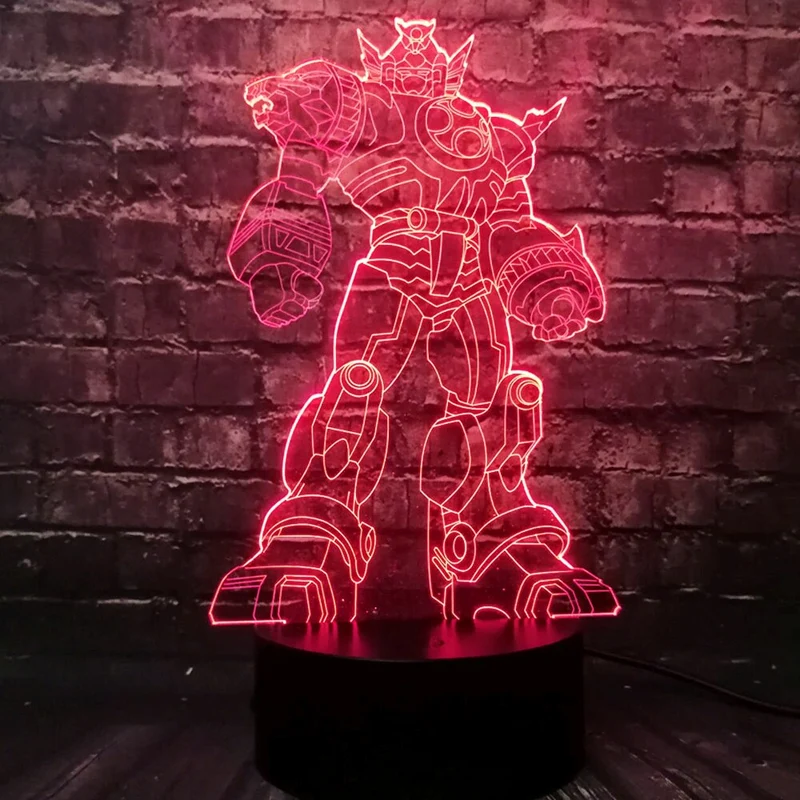Lampe im Transformers Roboter Design mit 3D und Farbwechsel Effekt