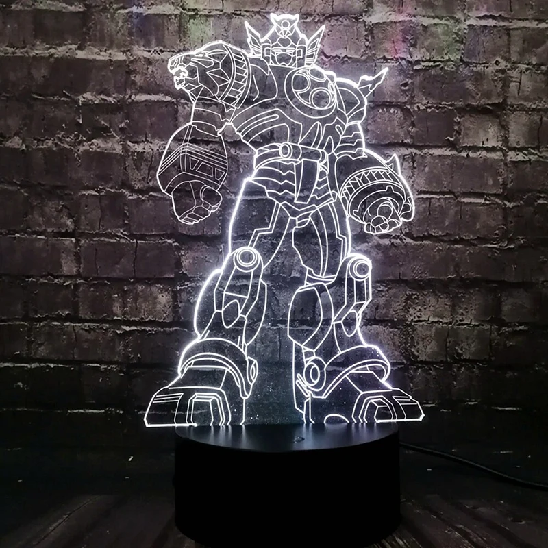 Lampe im Transformers Roboter Design mit 3D und Farbwechsel Effekt