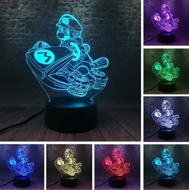 Super Mario, Luigi, Yoshi etc. 3D Effekt Lampe mit wechselnden Farben