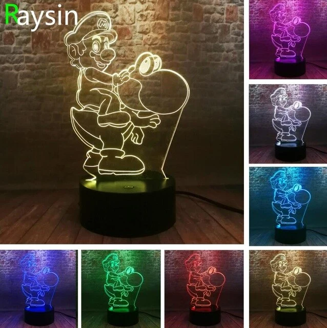 Super Mario, Luigi, Yoshi etc. 3D Effekt Lampe mit wechselnden Farben