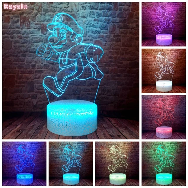 Super Mario, Luigi, Yoshi etc. 3D Effekt Lampe mit wechselnden Farben