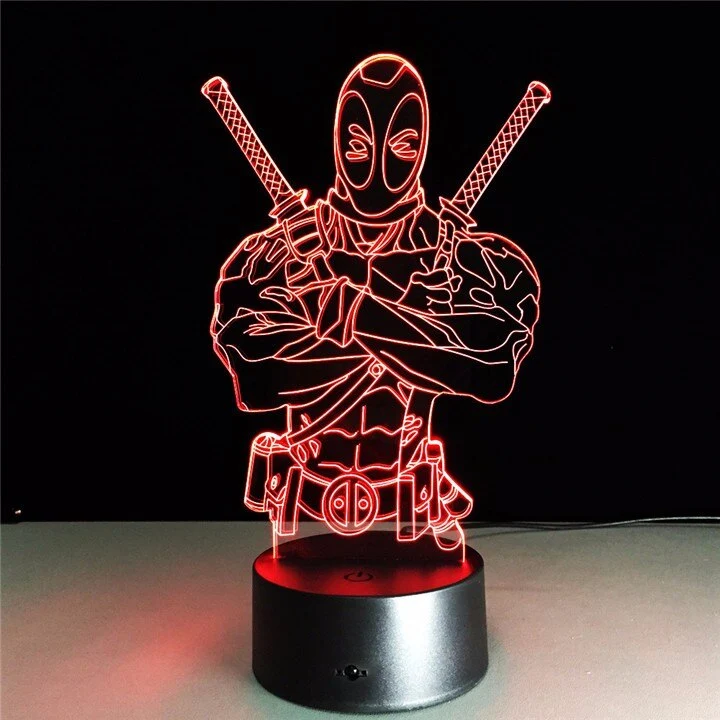 3D Effekt Lampe mit Deadpool Motiv und Farbwechsel