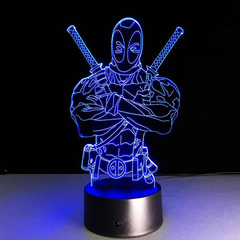 3D Effekt Lampe mit Deadpool Motiv und Farbwechsel
