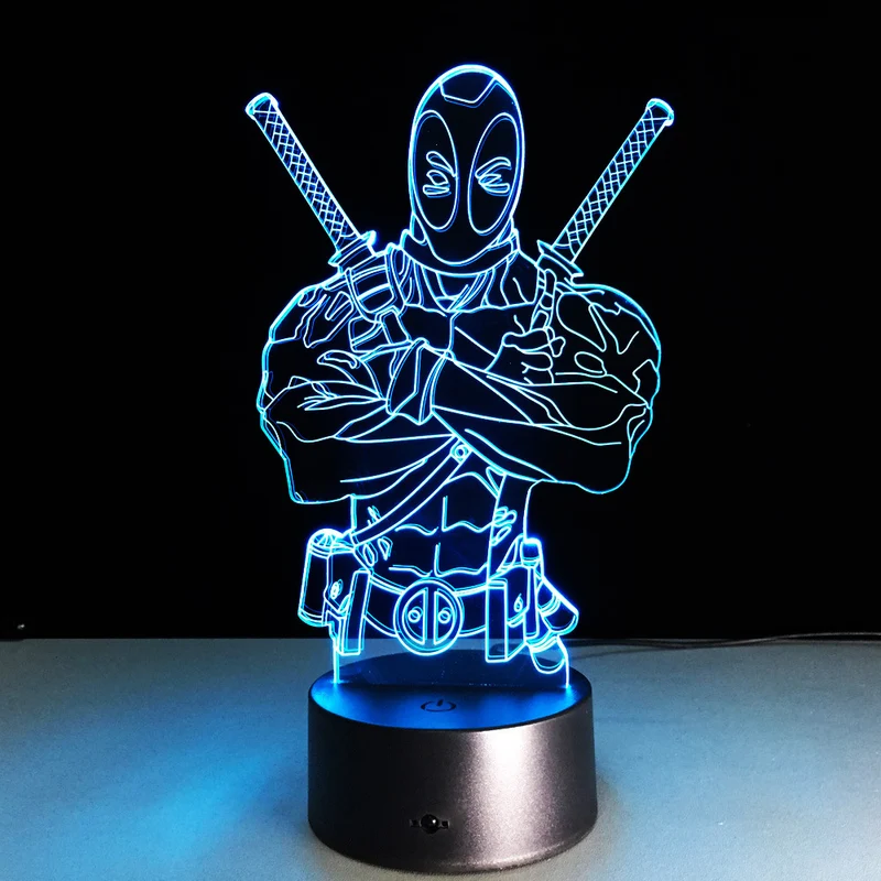 3D Effekt Lampe mit Deadpool Motiv und Farbwechsel