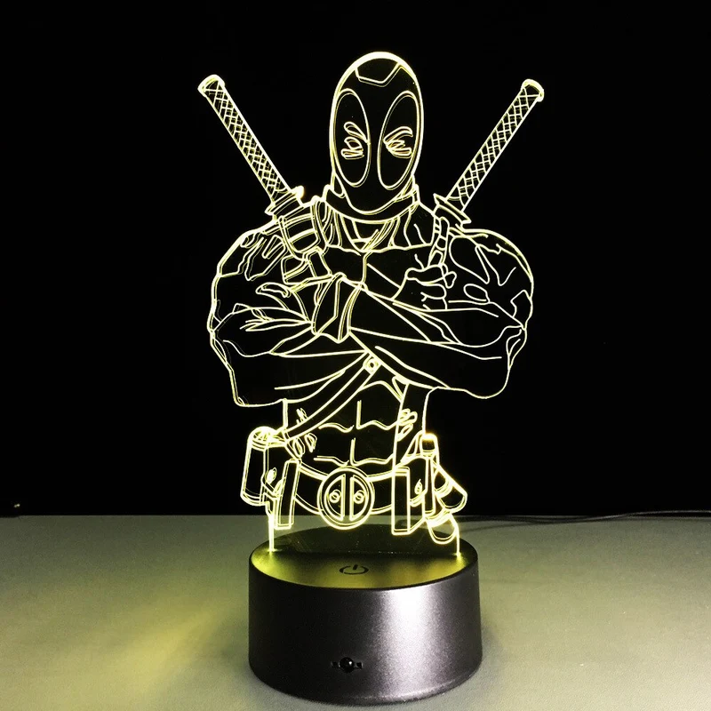 3D Effekt Lampe mit Deadpool Motiv und Farbwechsel