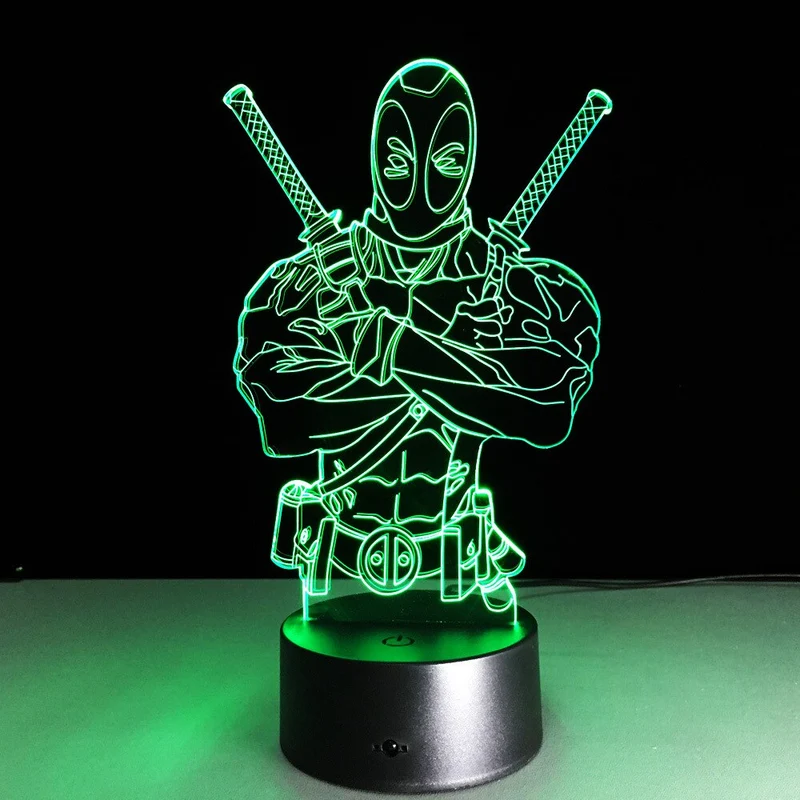3D Effekt Lampe mit Deadpool Motiv und Farbwechsel