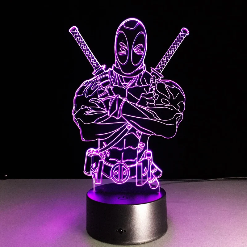 3D Effekt Lampe mit Deadpool Motiv und Farbwechsel
