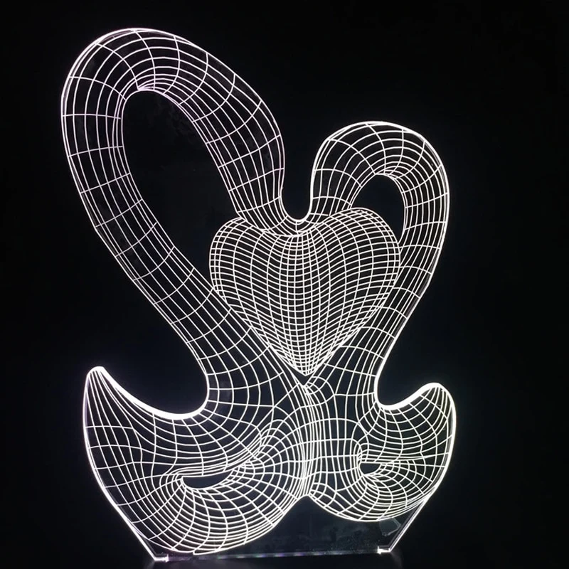 Magische 3D LED Lampe - Schwan und Herz - Mit Fabrwechsel Effekt