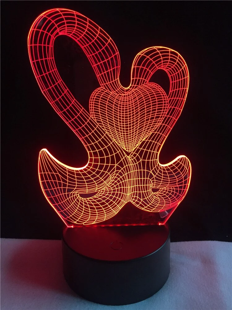 Magische 3D LED Lampe - Schwan und Herz - Mit Fabrwechsel Effekt