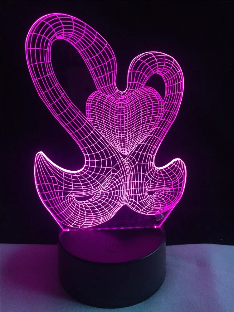 Magische 3D LED Lampe - Schwan und Herz - Mit Fabrwechsel Effekt