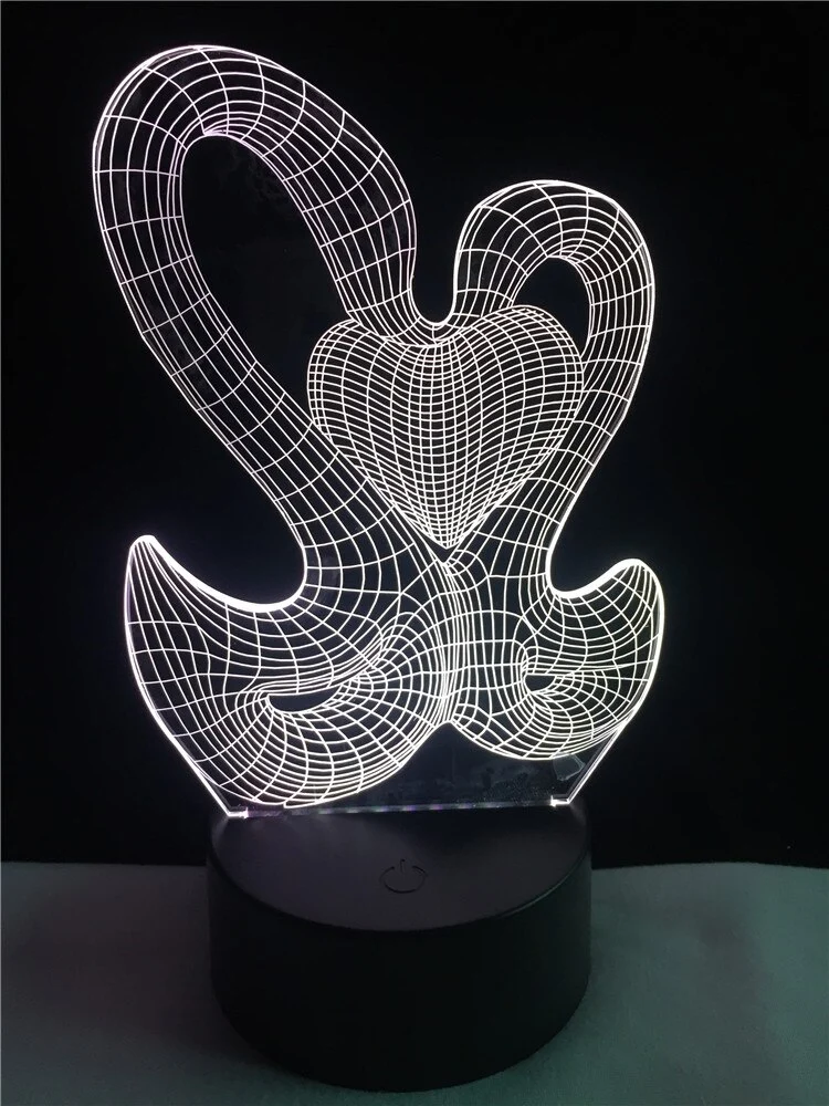 Magische 3D LED Lampe - Schwan und Herz - Mit Fabrwechsel Effekt