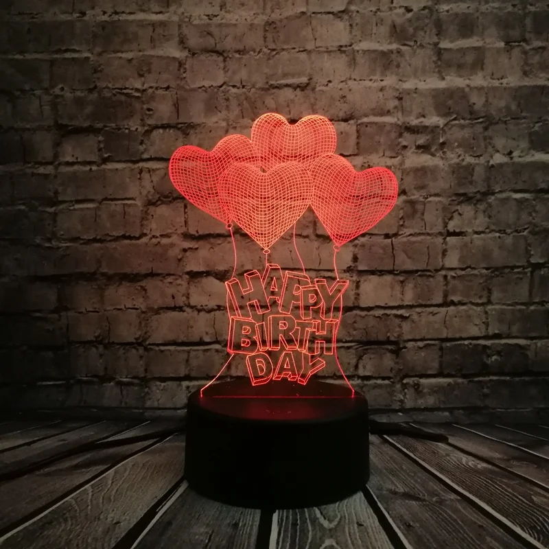 Romantische 3D LED Lampe - Love mit Herz Motiv - Tischlampe - Magischer Farbwechsel