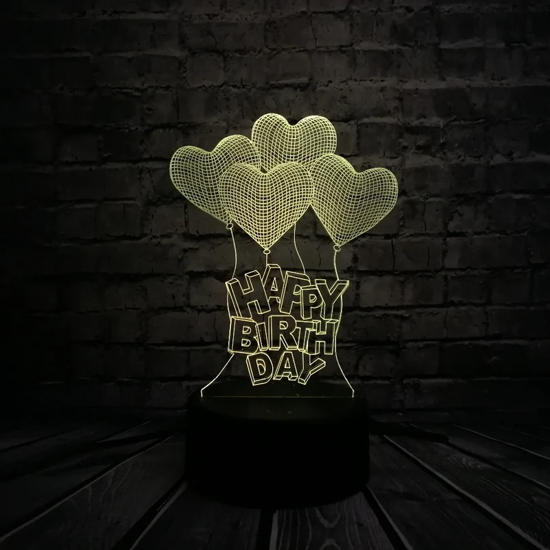 Romantische 3D LED Lampe - Love mit Herz Motiv - Tischlampe - Magischer Farbwechsel