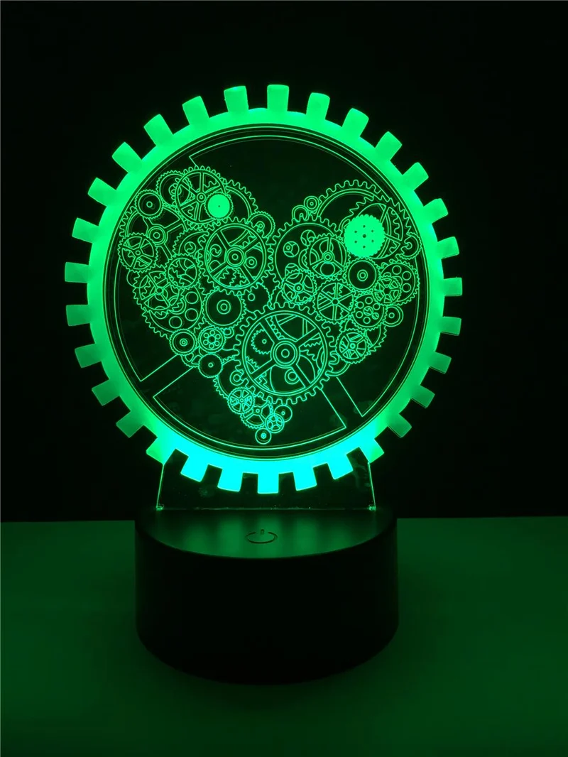 3D LED Lampe - Mechanical Love - Magischer Farbwechsel Effekt - Nachtlicht - Tischlampe