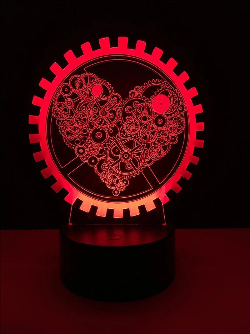 3D LED Lampe - Mechanical Love - Magischer Farbwechsel Effekt - Nachtlicht - Tischlampe